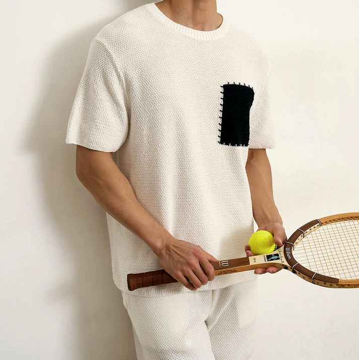 Ademend Gebreid Patchwork T-Shirt