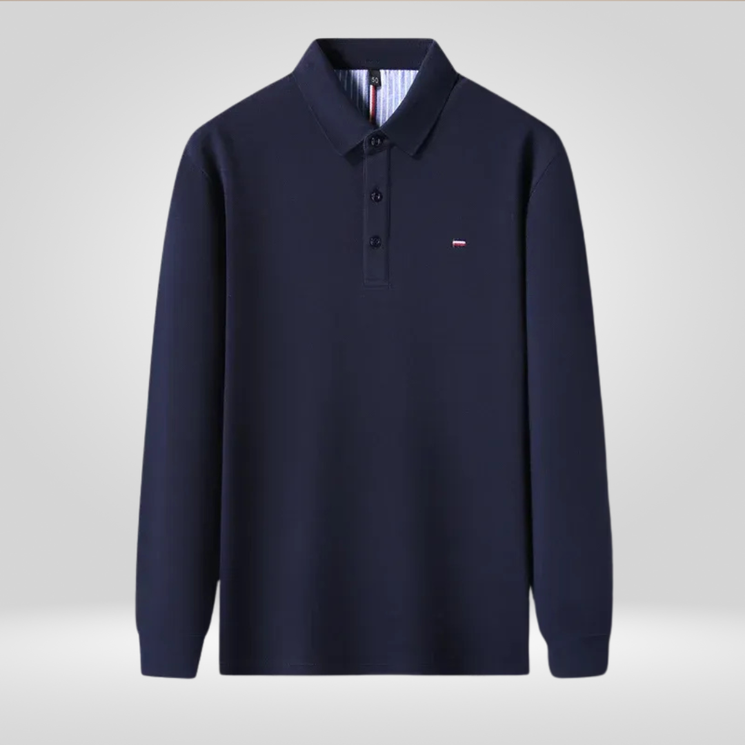 Heren Poloshirt - Lange Mouwen met Borduurwerk, Comfortabel en Ademend