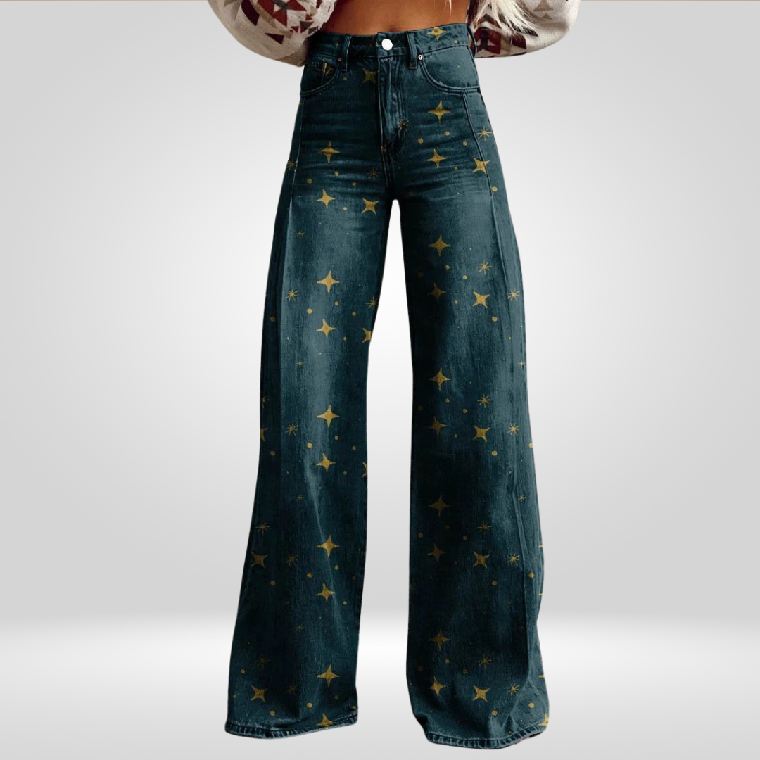 Dames Spijkerbroek met Sterrenprint – Stijlvolle en Unieke Jeans