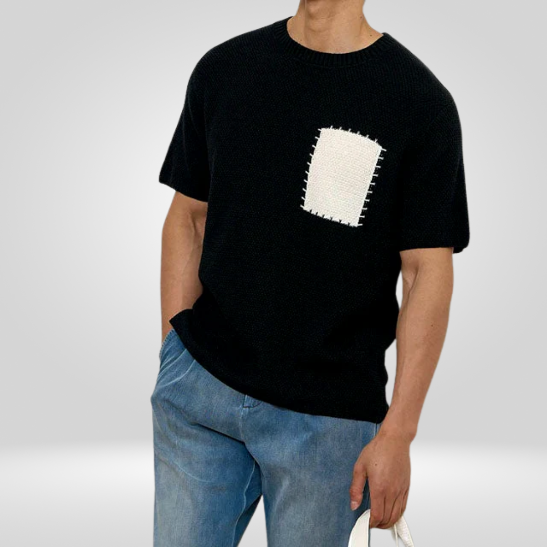 Ademend Gebreid Patchwork T-Shirt