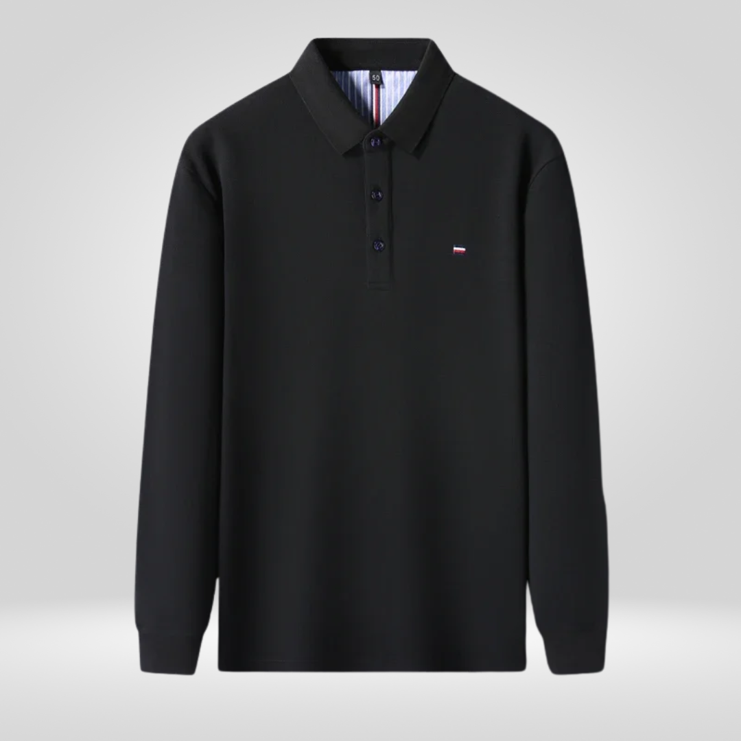 Heren Poloshirt - Lange Mouwen met Borduurwerk, Comfortabel en Ademend