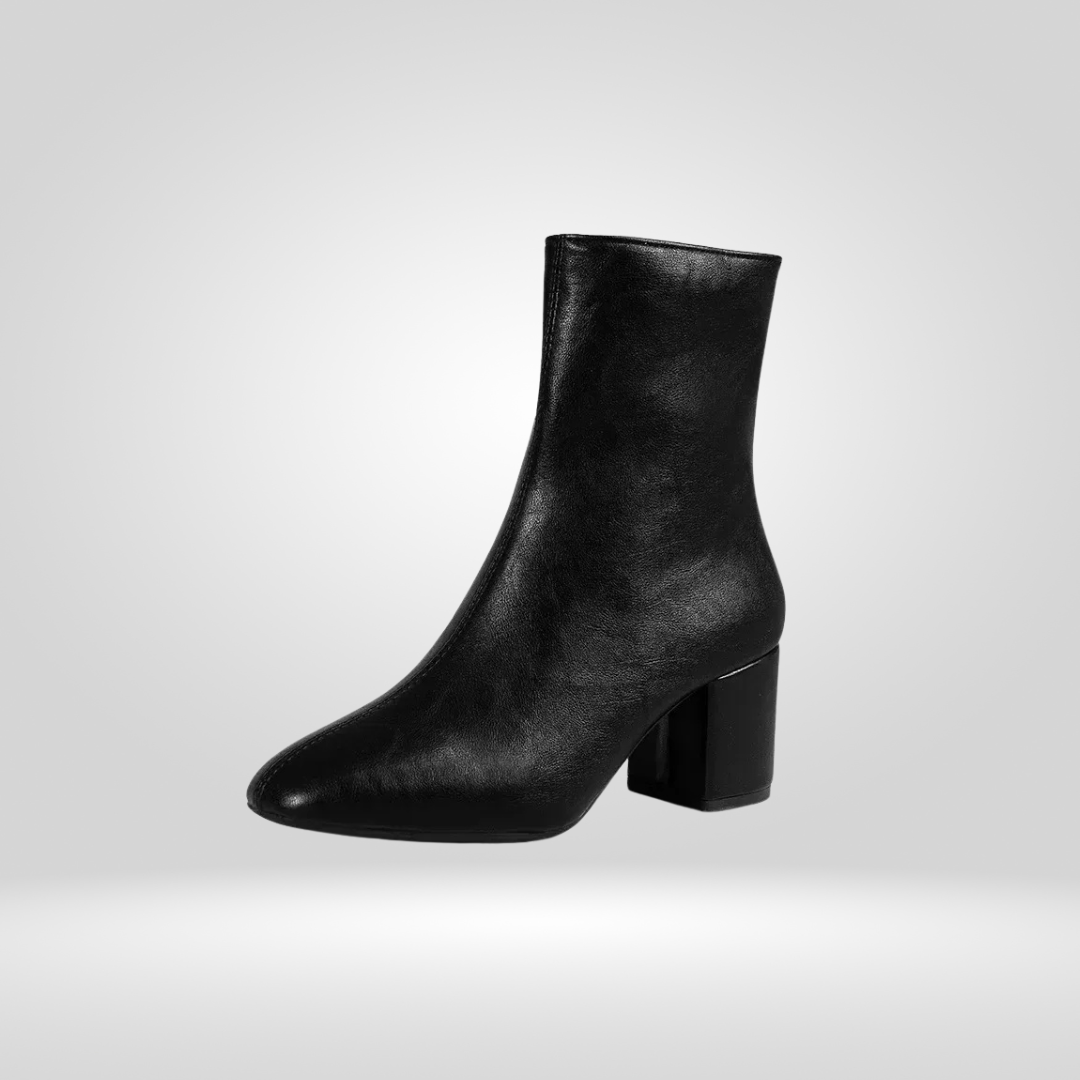 Dames Enkellaarsjes - Side Zipper en Middelhoge Hak