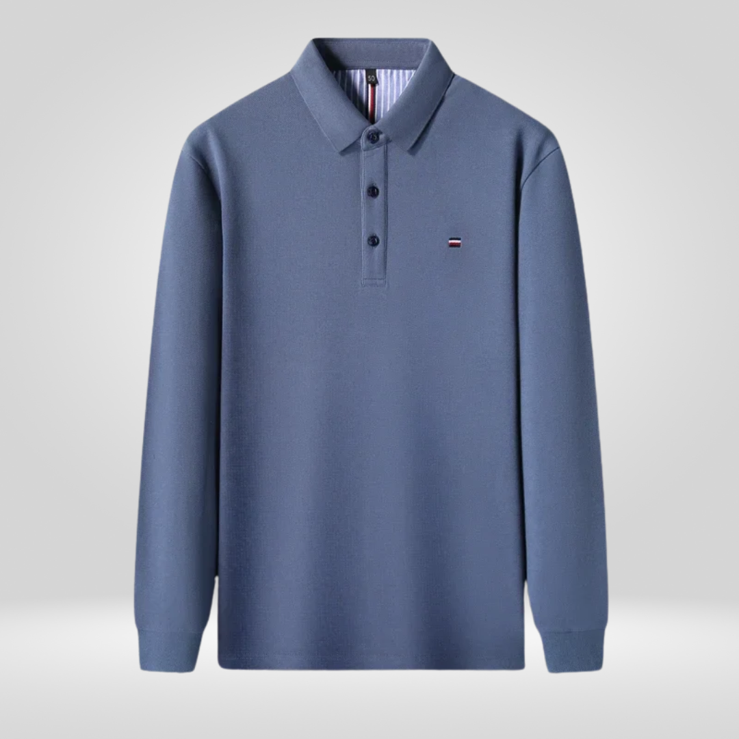 Heren Poloshirt - Lange Mouwen met Borduurwerk, Comfortabel en Ademend