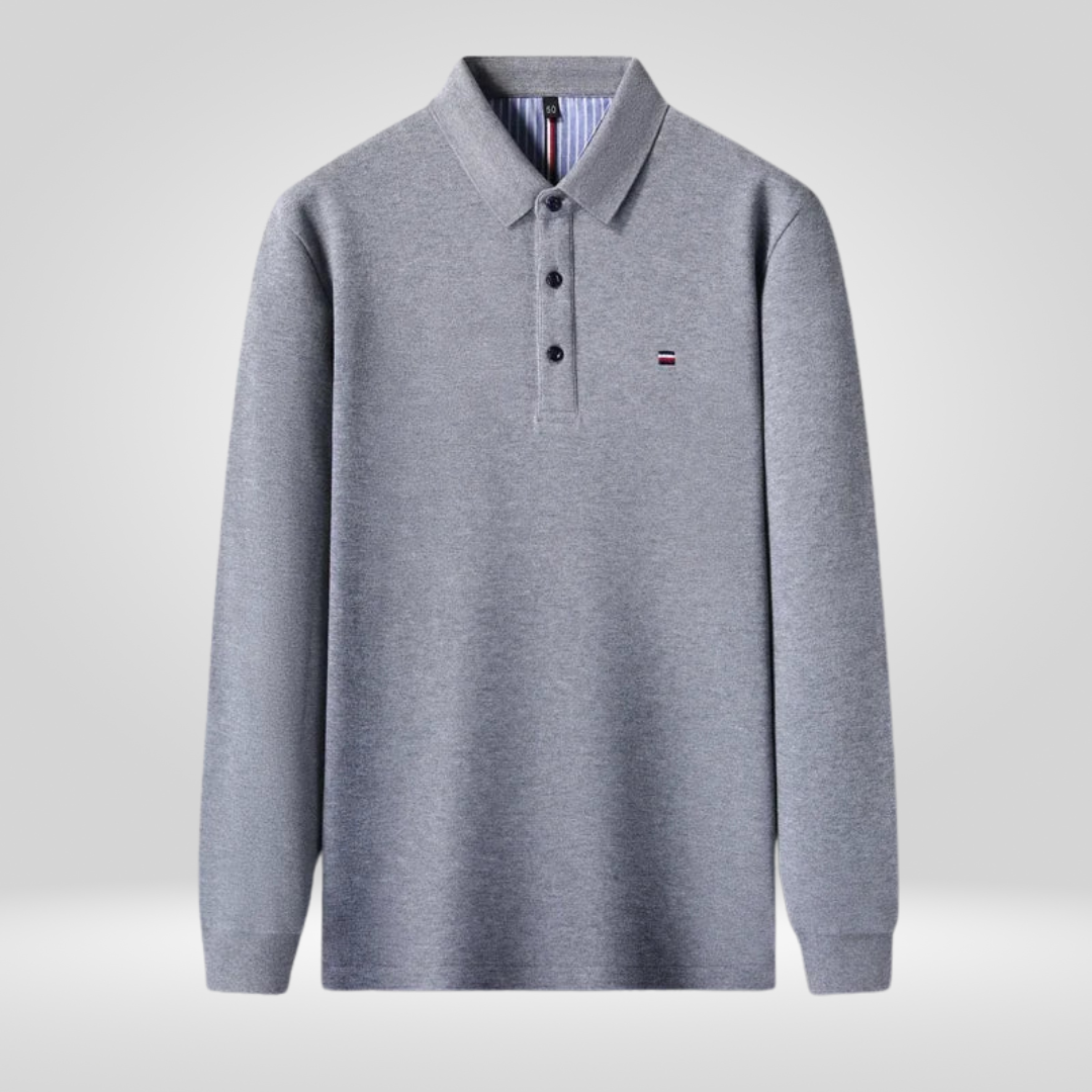 Heren Poloshirt - Lange Mouwen met Borduurwerk, Comfortabel en Ademend