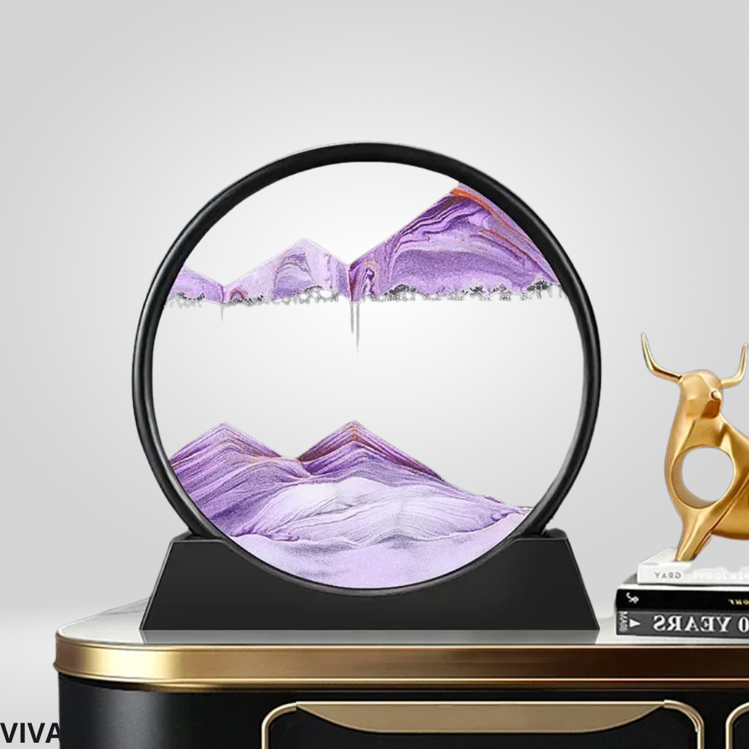 3D Zandkunst Glas Schilderij | Bewegend Diepzeelandschap Zandloper Decoratie