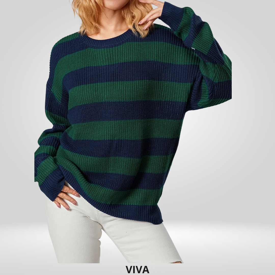 Gestreepte Trui voor Dames – Vintage Gebreid Design voor Herfst en Winter