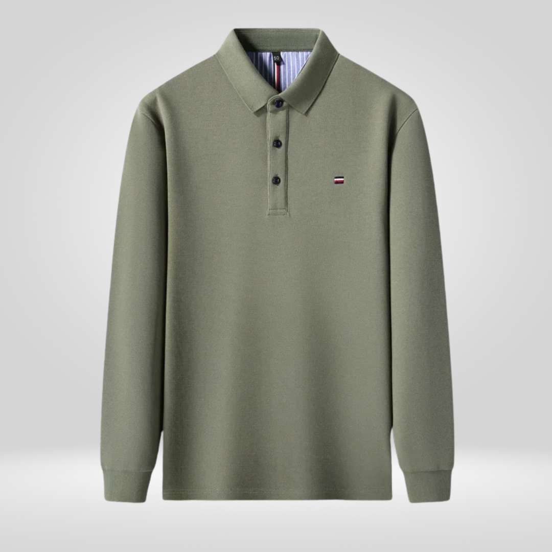 Heren Poloshirt - Lange Mouwen met Borduurwerk, Comfortabel en Ademend