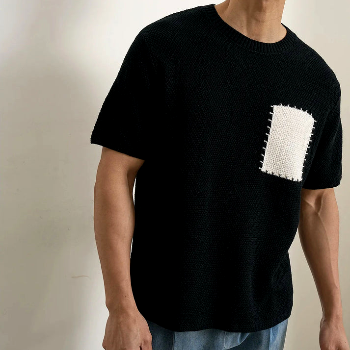 Ademend Gebreid Patchwork T-Shirt