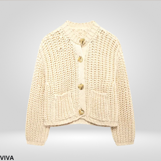 Beige Gebreid Vest voor Dames – Elegant en Comfortabel met Knopen
