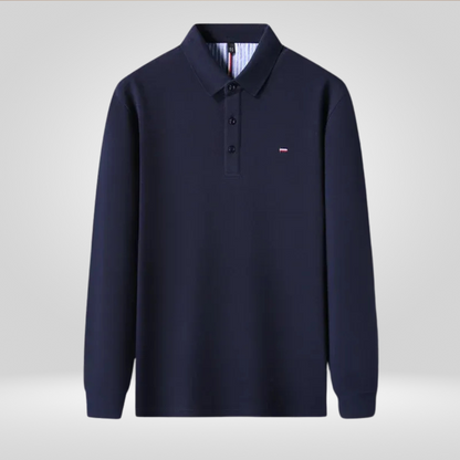 Heren Poloshirt - Lange Mouwen met Borduurwerk, Comfortabel en Ademend