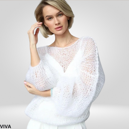 Gebreide Trui voor Dames – Transparante Mesh Pullover met Losse Pasvorm