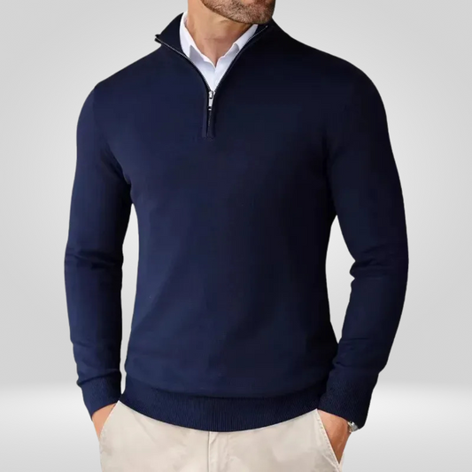 Heren Quarter Zip Trui - Slim Fit Sport Pullover met Mock Neck
