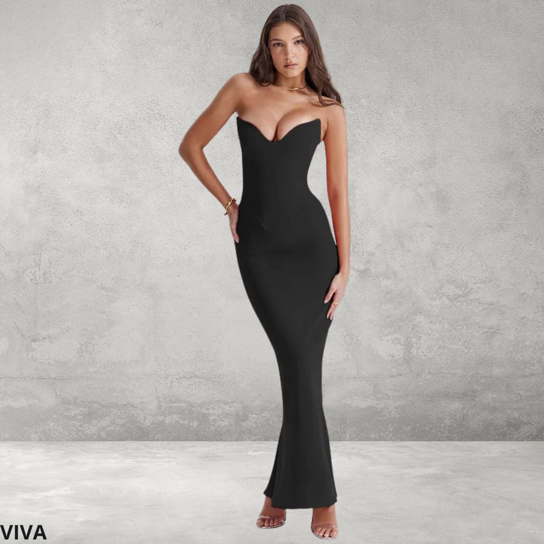 Dames Bodycon Midijurk – Corsetstijl, Mouwloos & Open Rug