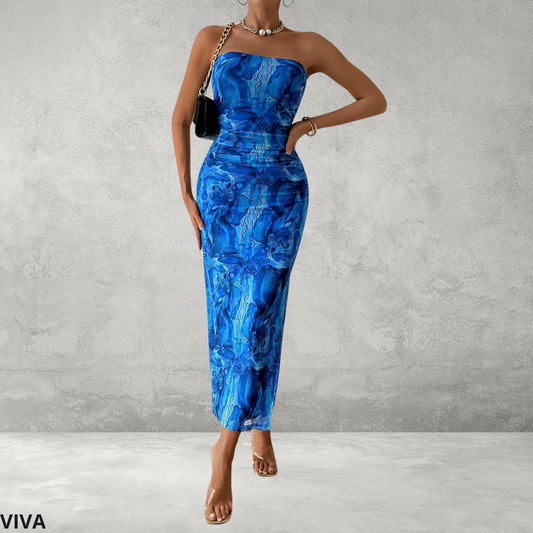 Zomerjurk voor Dames – Mouwloos Design met Print, Open Hals en Split