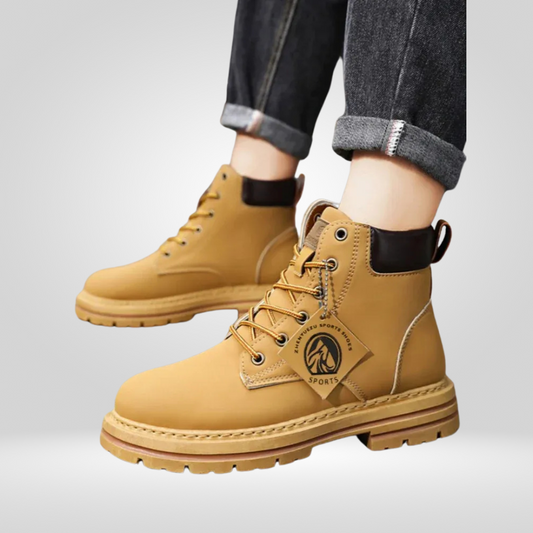 Leren Hoge Herenschoenen - Modieuze Winter Enkellaarzen
