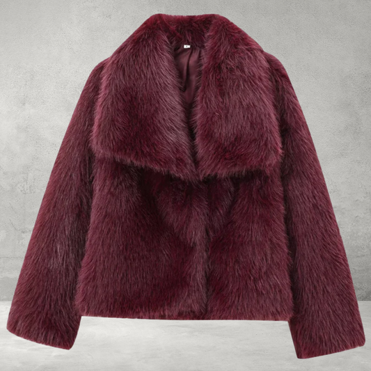 Bordeaux Bomberjack Dames – Effen Pluche Crop Jas voor Winter