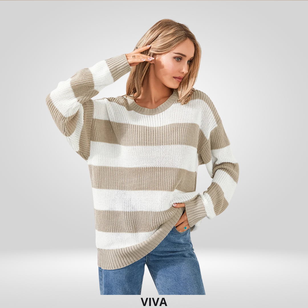 Gestreepte Trui voor Dames – Vintage Gebreid Design voor Herfst en Winter