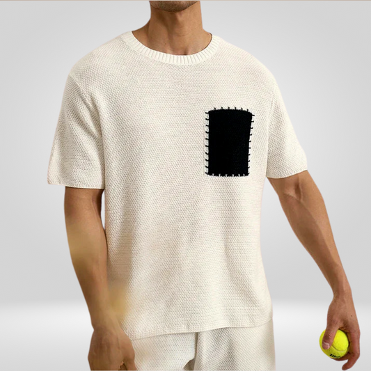 Ademend Gebreid Patchwork T-Shirt