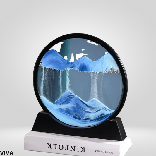 3D Zandkunst Glas Schilderij | Bewegend Diepzeelandschap Zandloper Decoratie