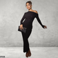 Maxi Bodycon Jurk – Lange Mouwen met Blote Schouder