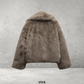 Bruine Faux Fur Winterjas met Riem & Knopen