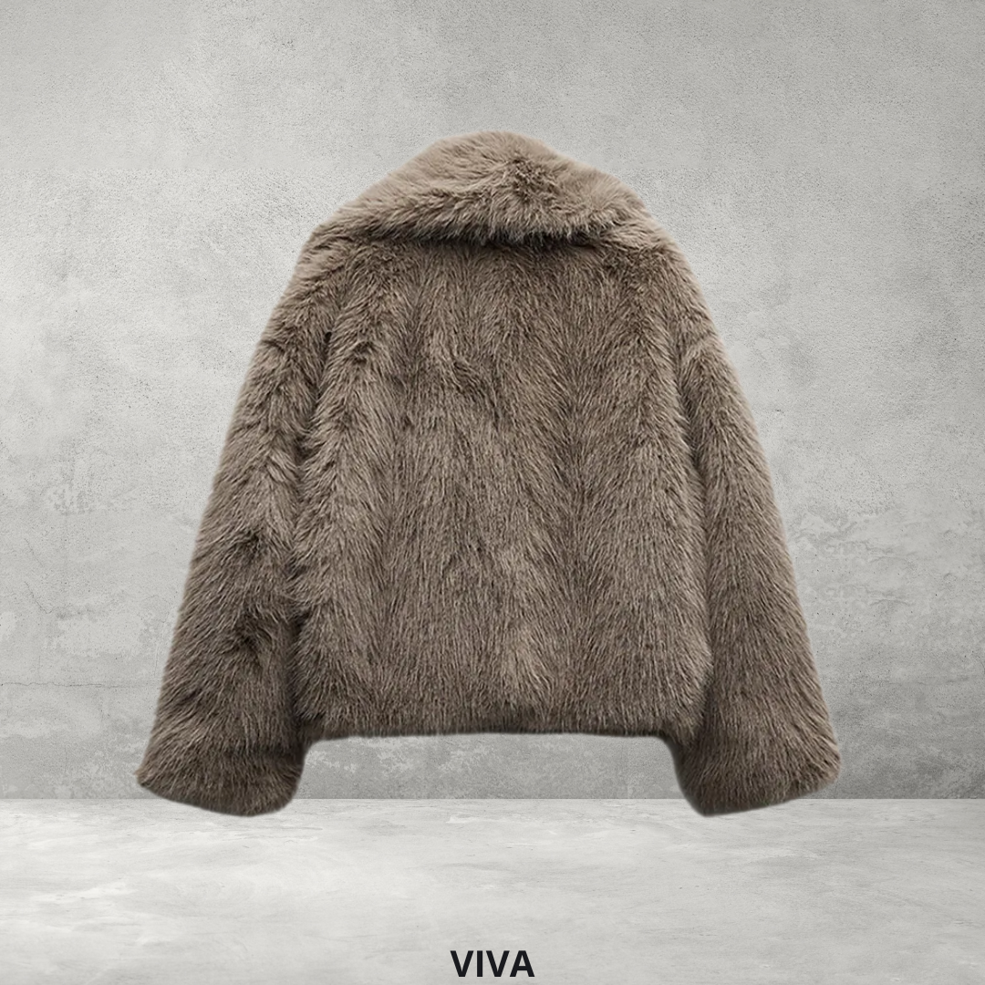 Bruine Faux Fur Winterjas met Riem & Knopen