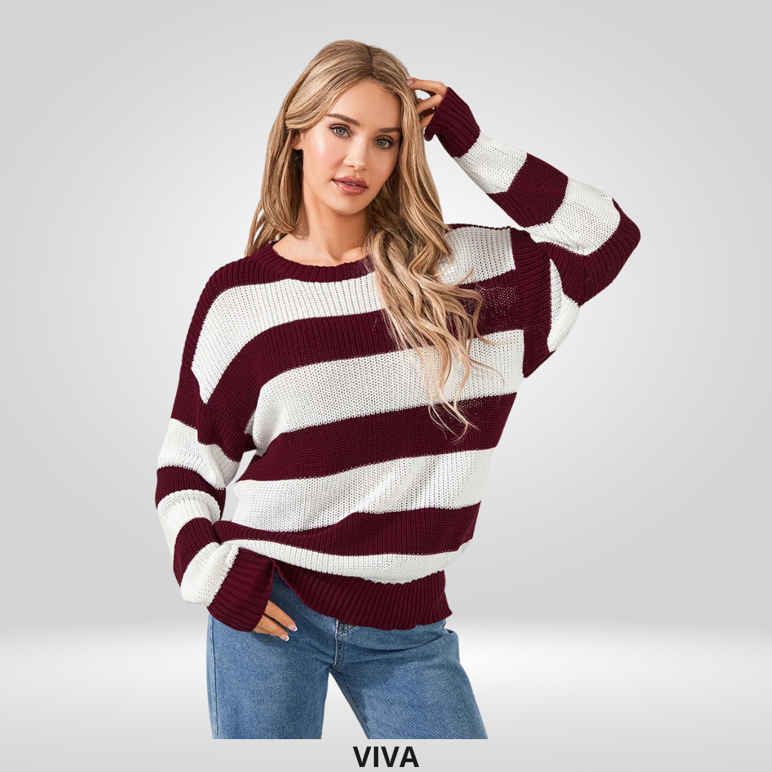 Gestreepte Trui voor Dames – Vintage Gebreid Design voor Herfst en Winter
