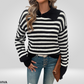 Oversized Gestreepte Trui met Kraag Voor Dames
