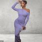 Maxi Bodycon Jurk – Lange Mouwen met Blote Schouder