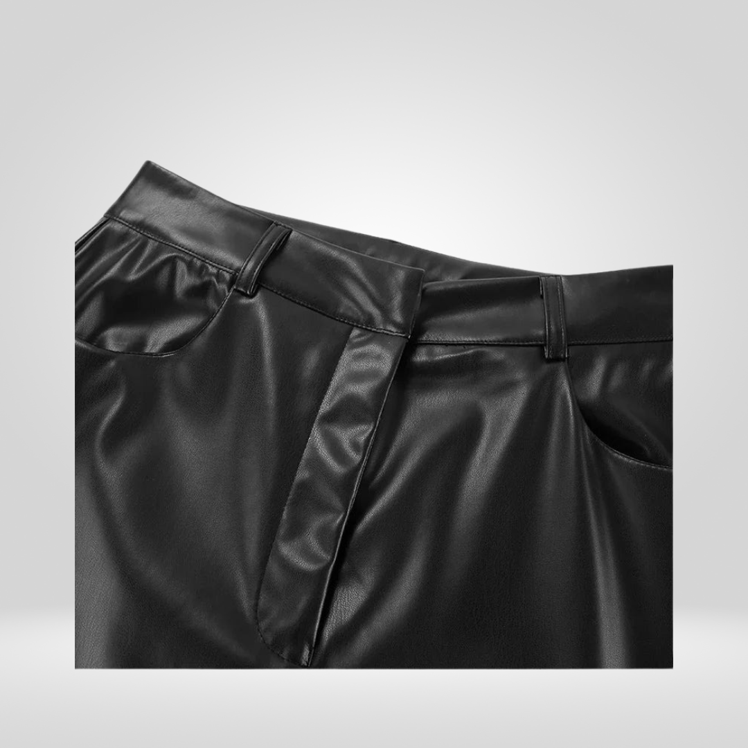 Leren High Waist Broek | Dames Leren Broek met Hoge Taille