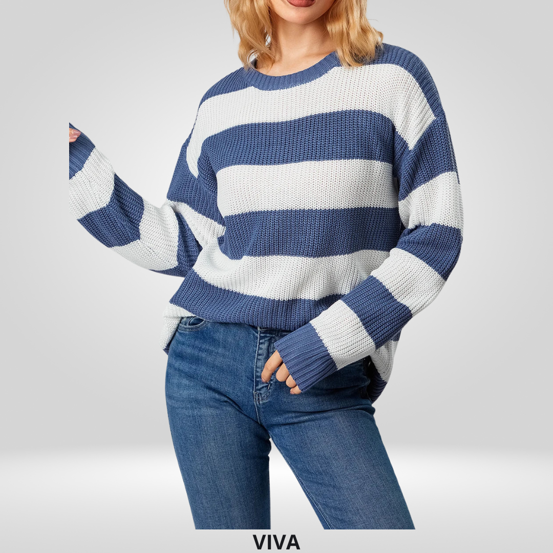 Gestreepte Trui voor Dames – Vintage Gebreid Design voor Herfst en Winter