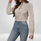 Damesblouse met V-hals – Gestreept Design met Lange Mouwen, Geschikt voor Kantoor