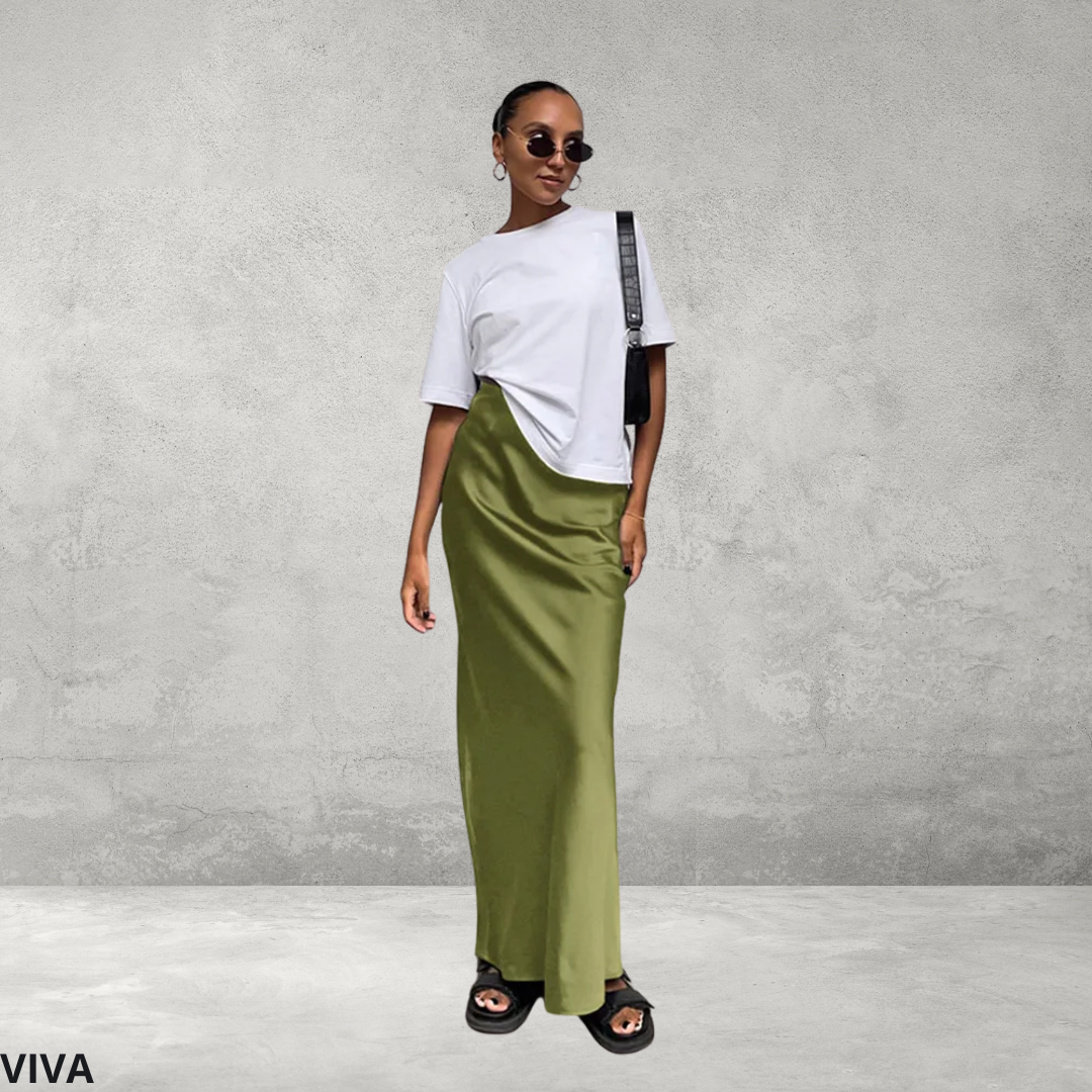 Elegante Satijn Zwarte Trompetrok – Slanke Hoge Taille Rok voor Dames