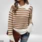 Oversized Gestreepte Trui met Kraag Voor Dames