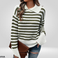 Oversized Gestreepte Trui met Kraag Voor Dames