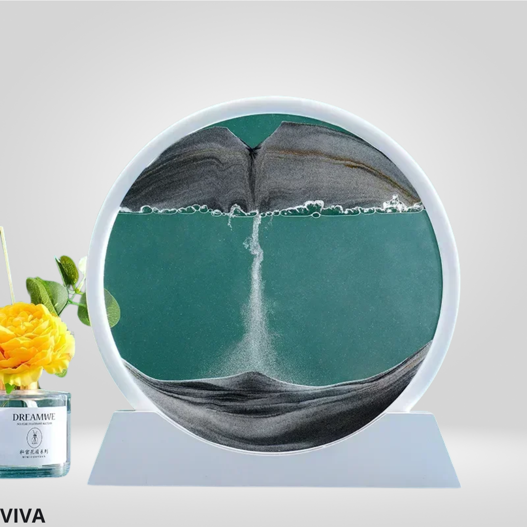 3D Zandkunst Glas Schilderij | Bewegend Diepzeelandschap Zandloper Decoratie
