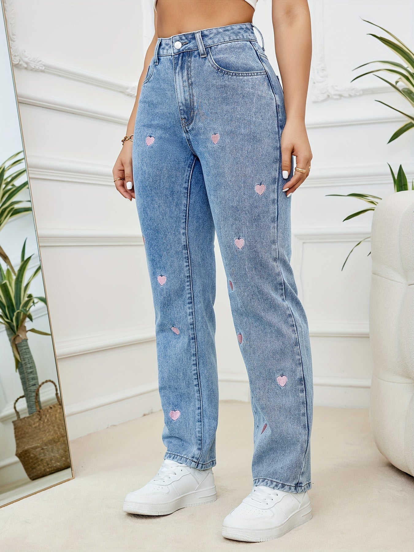 Annemarie | Geborduurde Hart Jeans voor Dames