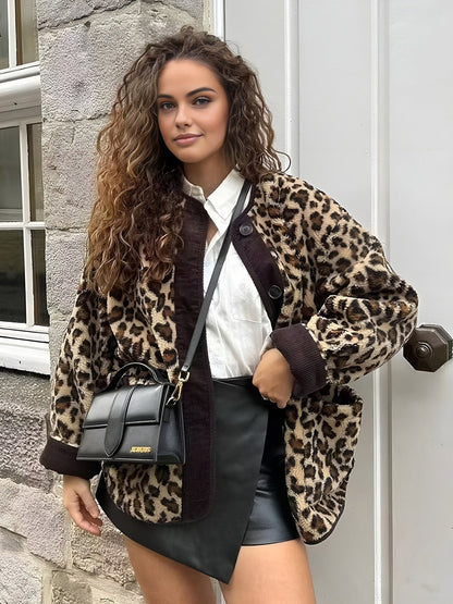 Seran Leopard Winter Fleece Coat