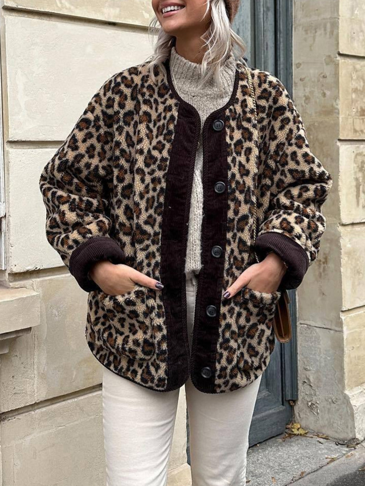 Seran Leopard Winter Fleece Coat