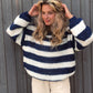 Noa Dames Gestreepte Oversized Trui