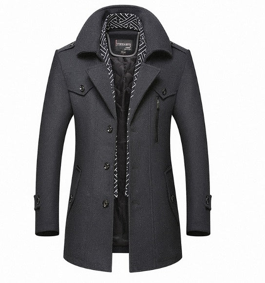 Heren Trenchcoat Design | Elegante Winddichte Winterjas