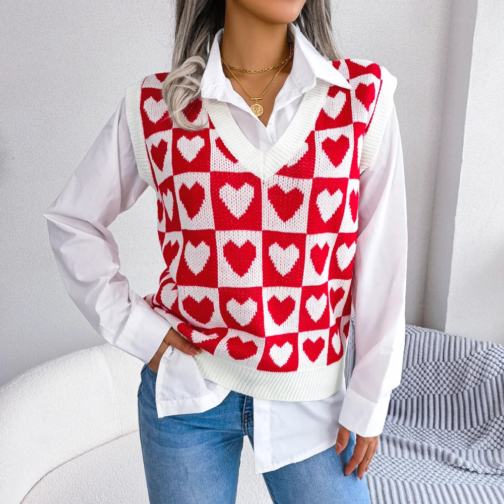 Dames Hartjes vest pullover