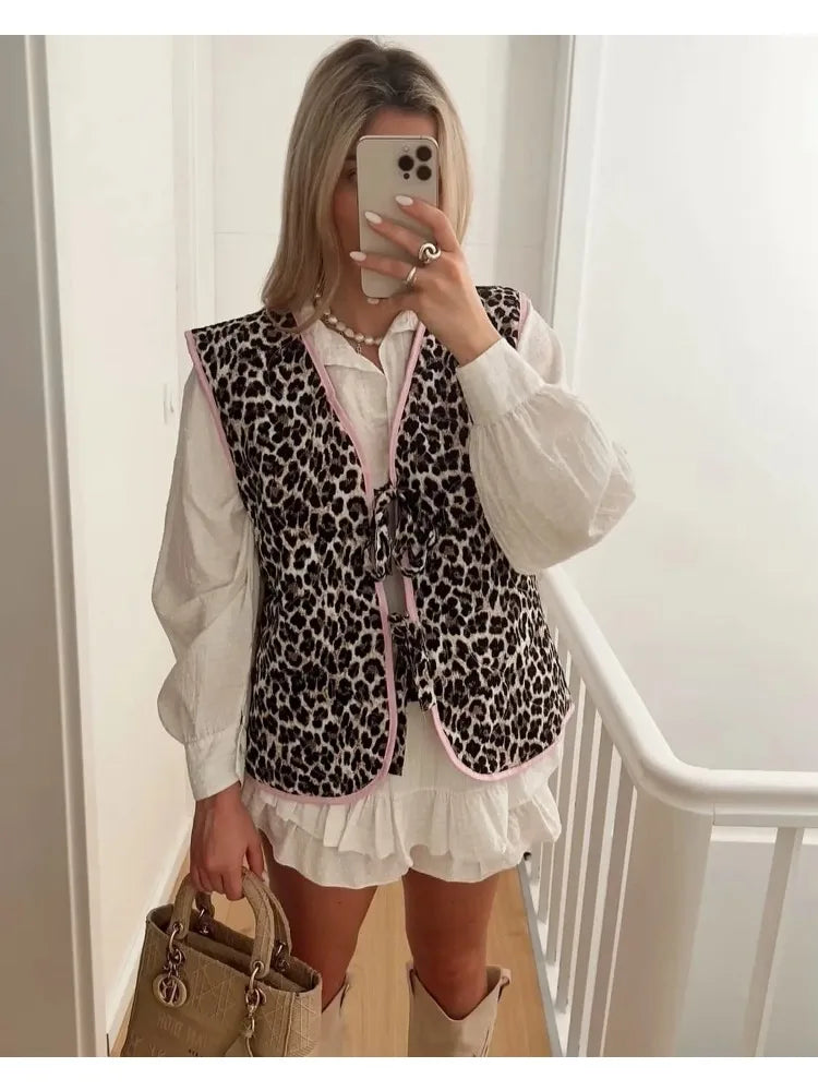 Leopard print dames vest