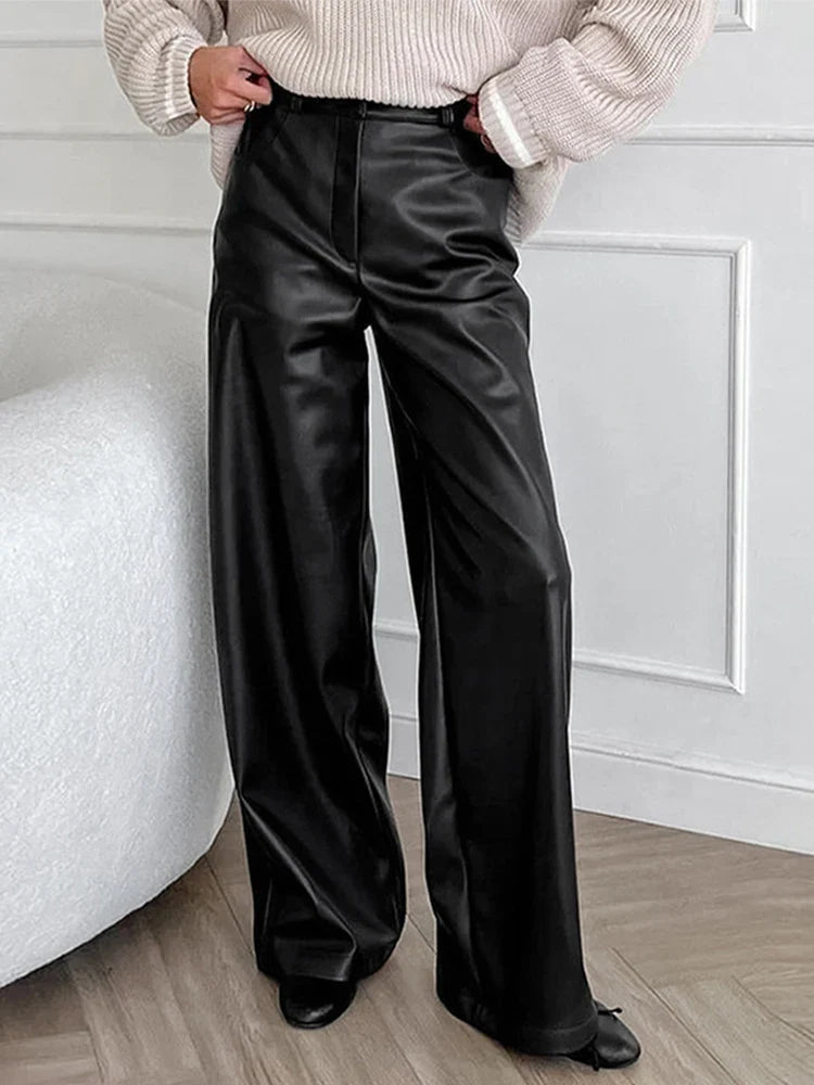 Leren High Waist Broek | Dames Leren Broek met Hoge Taille