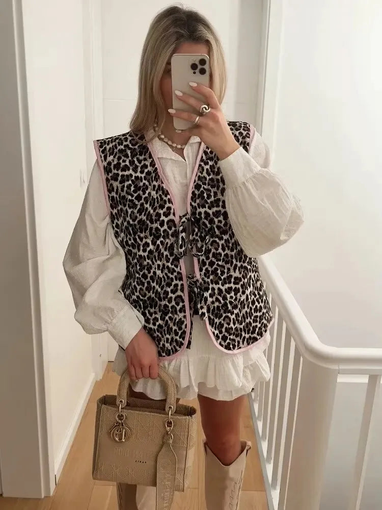 Leopard print dames vest