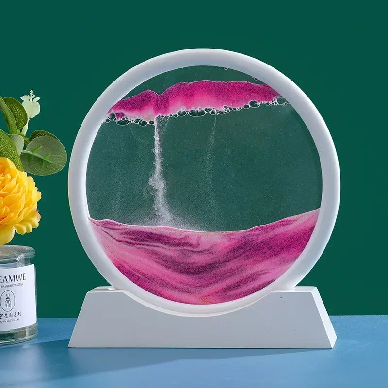 3D Zandkunst Glas Schilderij | Bewegend Diepzeelandschap Zandloper Decoratie