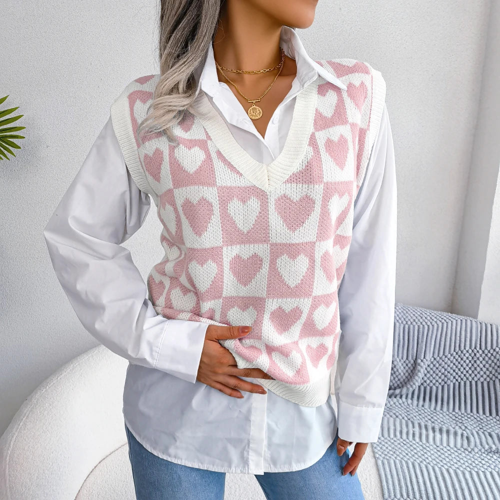 Dames Hartjes vest pullover