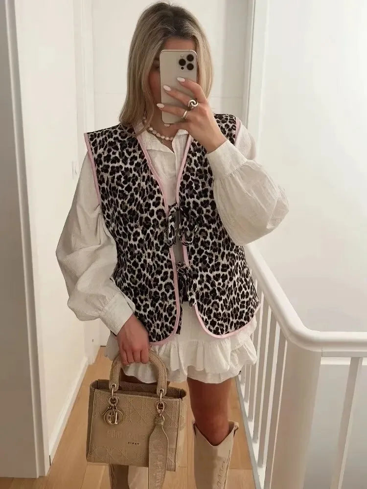 Leopard print dames vest