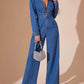 SELENA | Sexy Denim Jumpsuit met Diepe V-Hals