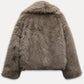 AMELIA | Bruine Faux Fur Winterjas met Riem & Knopen